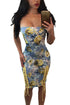 Sexy Lace Up Detail Strapless Body-con Floral Dress